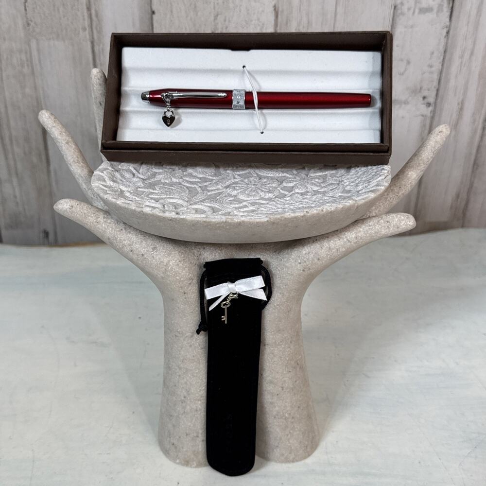 Vintage Cross Sentiment Scarlet Red Rollerball Pen In Box With Velvet Case Charm